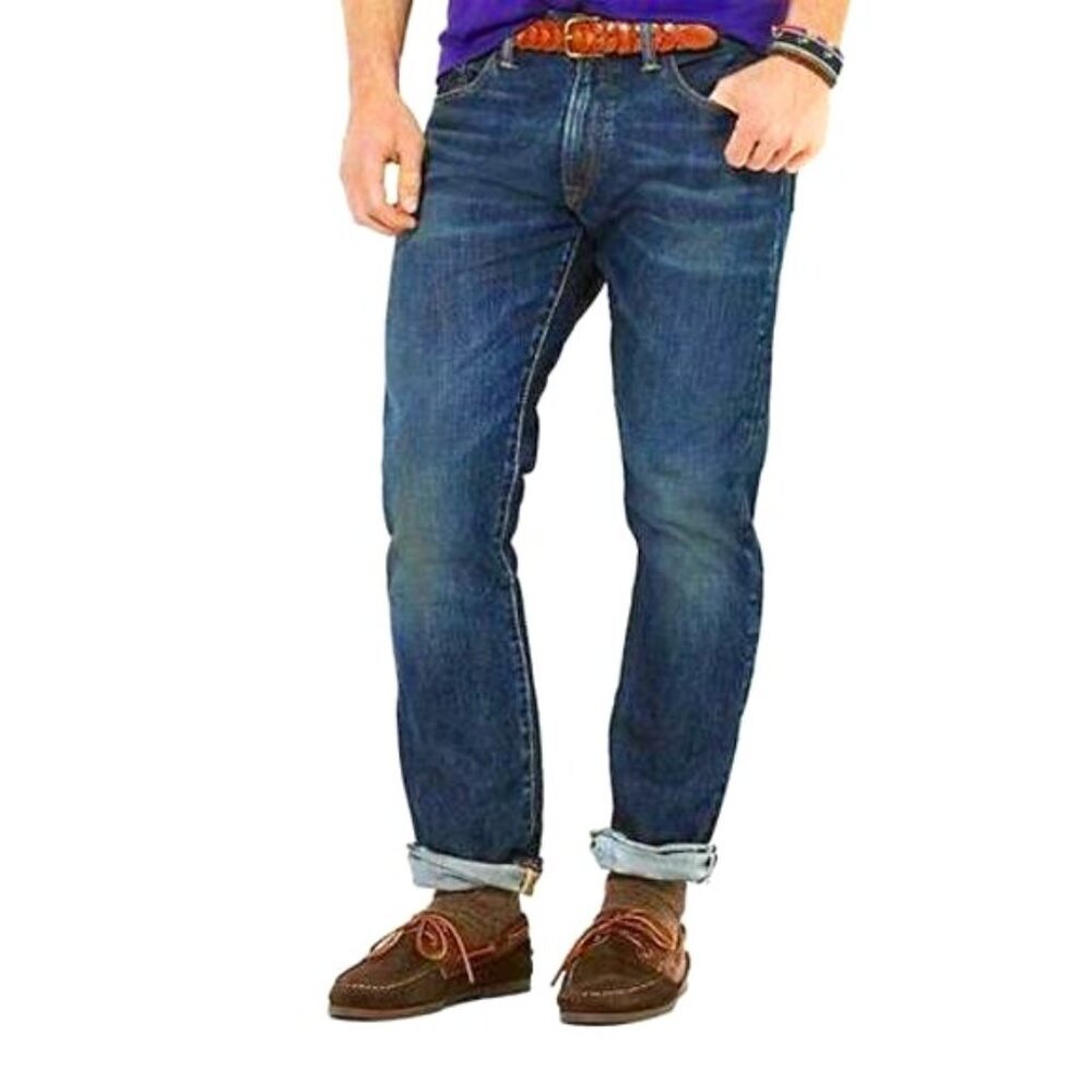 Polo Ralph Lauren Varick Straight Slim-Fit Warwick-Wash Jeans Mens Size 38 x 32